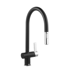 Deva Midford Pull Out Mono Mixer Kitchen Tap Black & Chrome