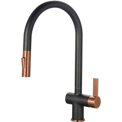 Deva Midford Pull Out Mono Mixer Kitchen Tap Black/Copper